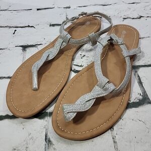 Db Studio Women Silver Sparkly Sandals US Size 11